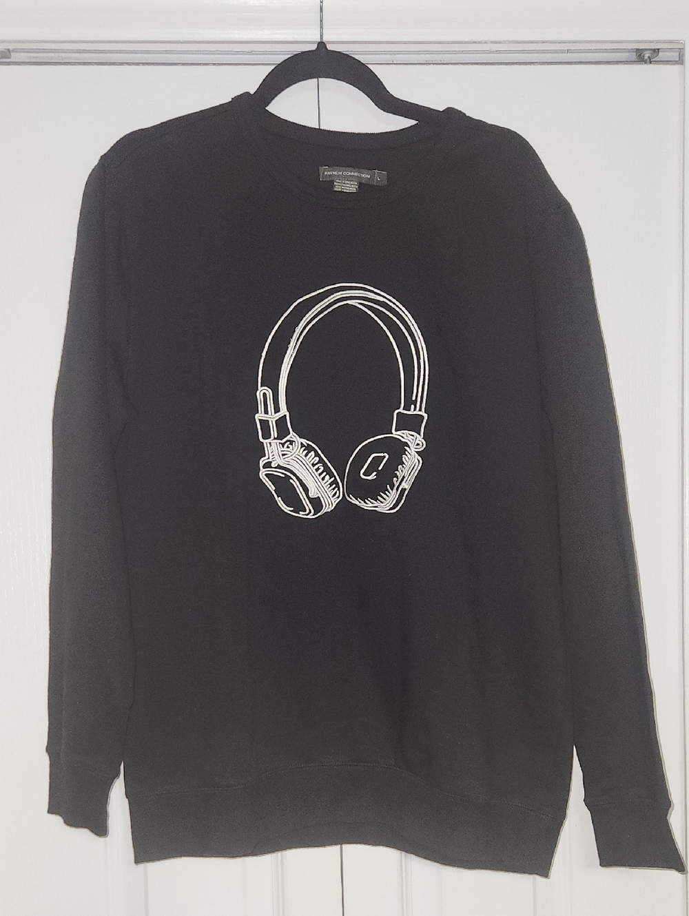 French Connection Black Sweatshirt with White Headphone Graphic